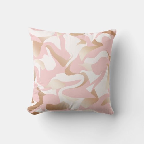 Elegant modern gold pink white abstract pattern throw pillow