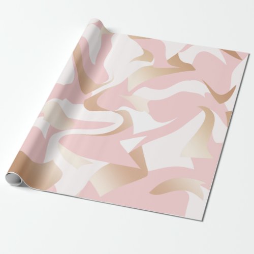 Elegant modern gold pink white abstract pattern wrapping paper