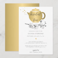 Elegant Modern Gold Pot Hearts Orchid Bridal Tea