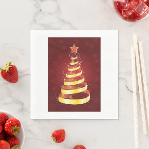 Elegant Modern Gold Ribbon Christmas Tree Napkins