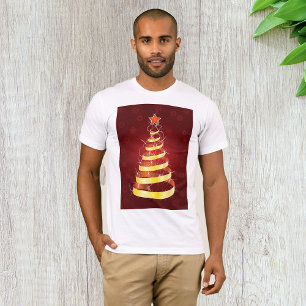 Elegant Modern Gold Ribbon Christmas Tree T-Shirt