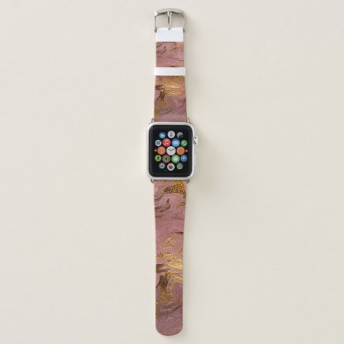 Elegant modern gold  rose gold marble look apple watch band