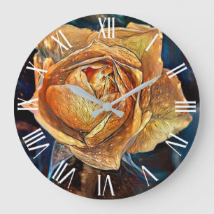 Elegant Modern Gold Rose Large Clock