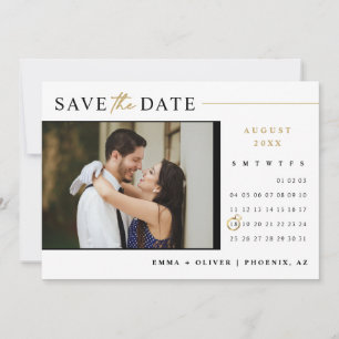 Elegant Modern Gold Save the Date Calendar QR Code Invitation