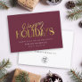 Elegant Modern Gold Script Business Corporate Red Holiday Card