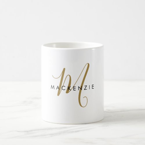 Elegant Modern Gold Script Monogram Coffee Mug