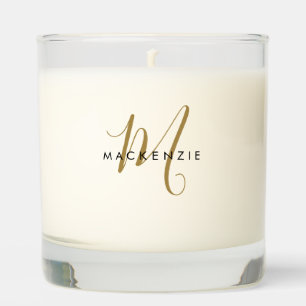 Elegant Modern Gold Script Monogram Scented Candle