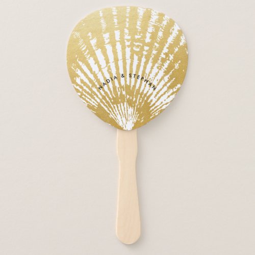 Elegant Modern Gold Seashell Beach  Hand Fan