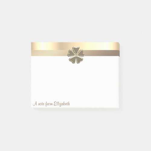 Elegant Modern Gold Shamrock _  Personalized Post_it Notes