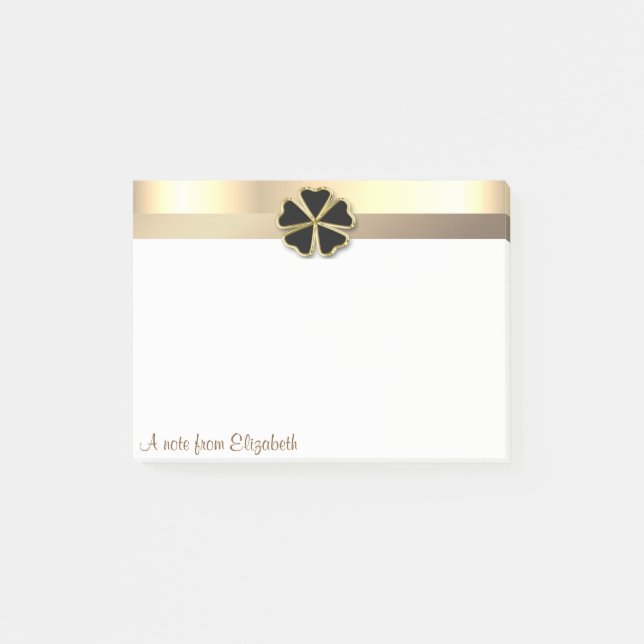 Elegant Modern Gold Shamrock -  Personalized Post-it Notes (Front)