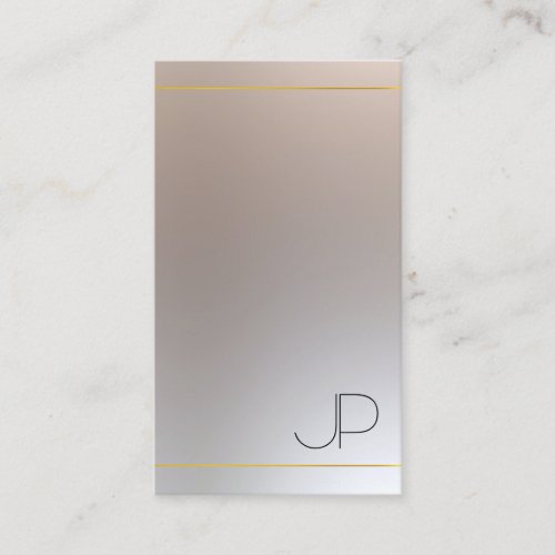 Elegant Modern Gold Silver Look Monogram Business Card