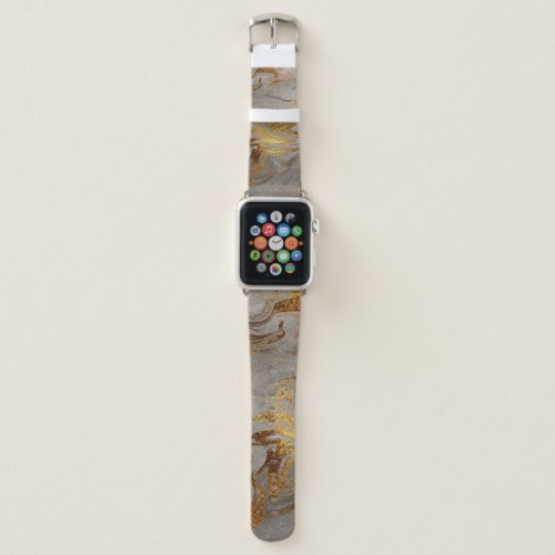 Elegant modern gold  silver marble look apple watch band