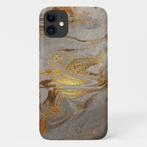Elegant modern gold  silver marble look iPhone 11 case