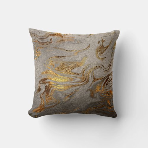 Elegant modern gold silver marble look throw pillow