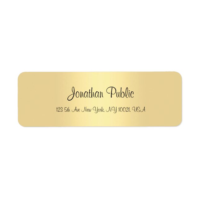 Elegant Modern Gold Simple Template Calligraphy Label (Front)