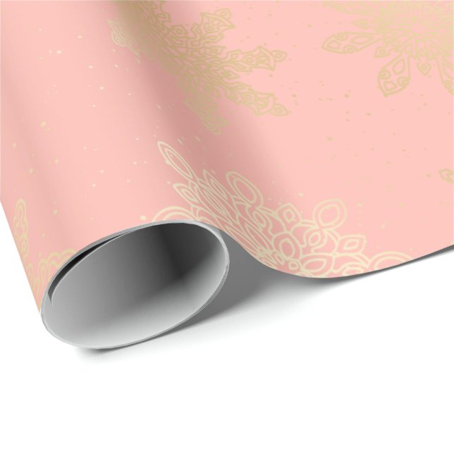 Elegant & Modern Gold Snowflake Christmas Pattern Wrapping Paper (Roll Corner)