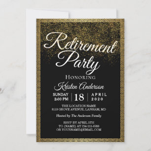 Elegant Modern Gold Sparkles Retirement Party Invi Invitation