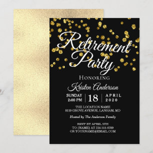 Elegant Modern Gold Sparkles Retirement Party Invitation