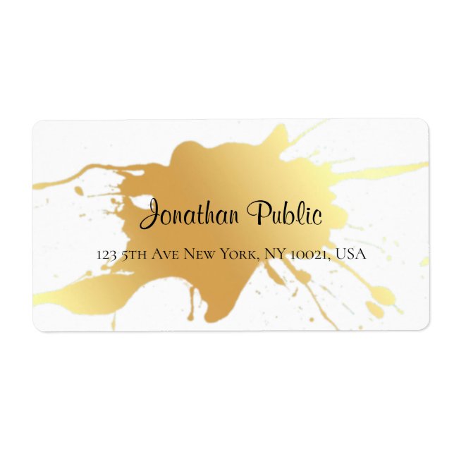Elegant Modern Gold Splash Professional Shipping Label (Front)