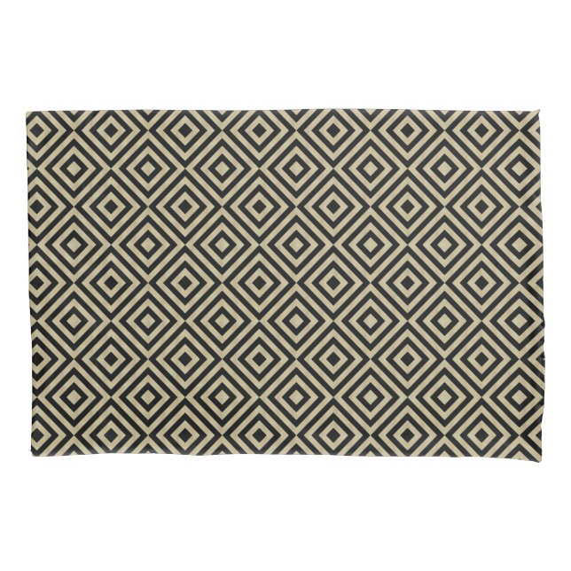 Elegant Modern Gold Squares Diamonds Tiles Pattern Pillow Case (Front-Left)