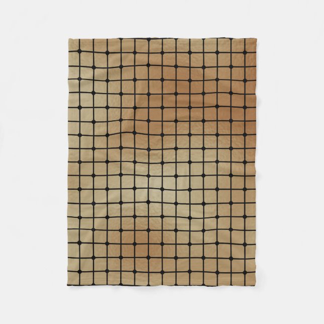 Elegant Modern Gold Squares Tiles Pattern | Fleece Blanket (Front)