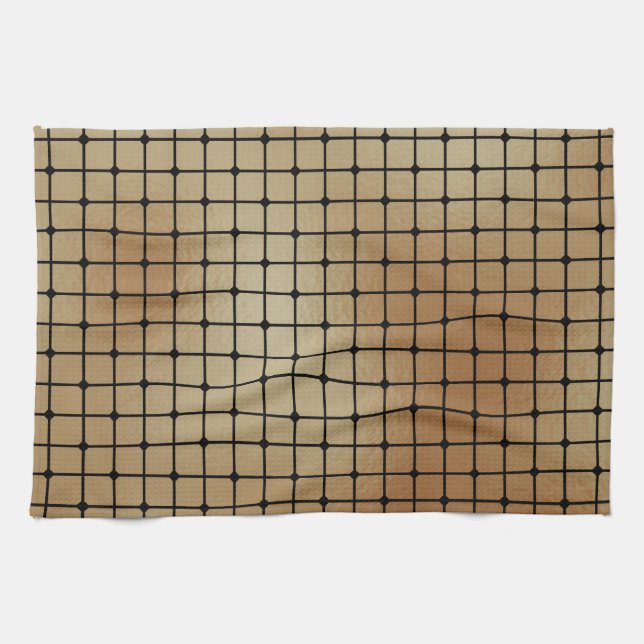 Elegant Modern Gold Squares Tiles Pattern | Kitchen Towel (Horizontal)