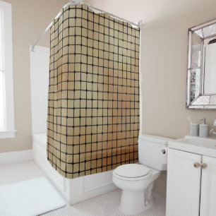 Elegant Modern Gold Squares Tiles Pattern   Shower Curtain