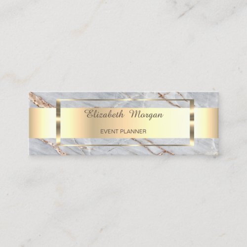 Elegant Modern Gold Stripe Frame Marble Mini Business Card