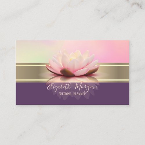 Elegant Modern Gold Stripe Lotus Business Card