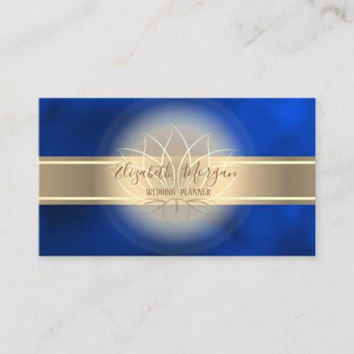 Elegant Modern Gold Stripe,Lotus Royal Blue
