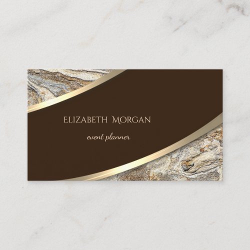 Elegant  Modern  Gold Stripe Marble Stone Business Card