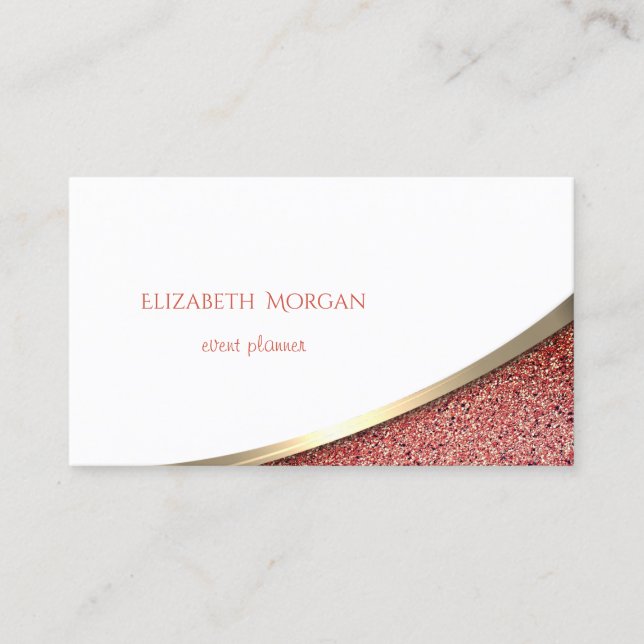 Elegant  Modern Gold Stripe ,White , Red Marble Business Card (Front)