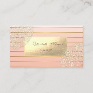 Elegant Modern , Gold Stripes, Lace Business Card