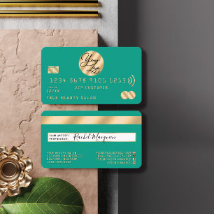 Elegant Modern Gold Teal Green Credit Card Logo