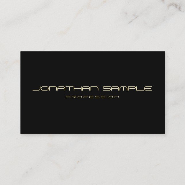 Elegant Modern Gold Text Black Professional Cool Business Card (Front)