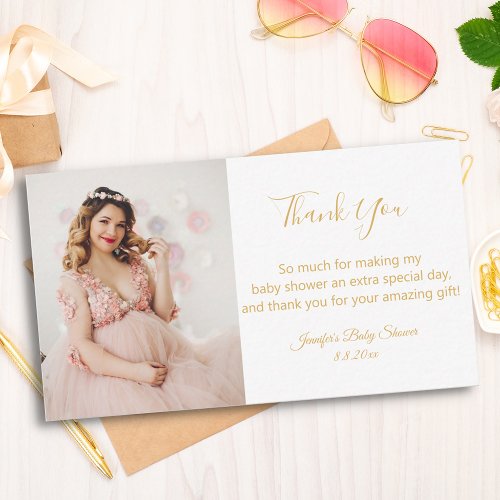 elegant modern gold thank you baby shower photo note card