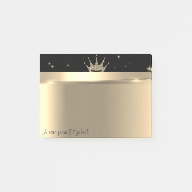 Elegant Modern Gold Tiara -  Personalized Post-it Notes (Front)