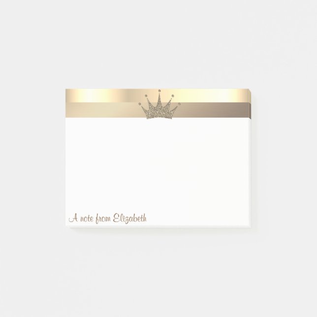Elegant Modern Gold Tiara -  Personalized Post-it Notes (Front)