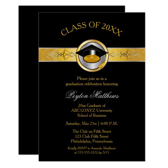 elegant modern gold university graduation invites zazzle com