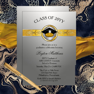 Elegant Modern Gold University Graduation Invites