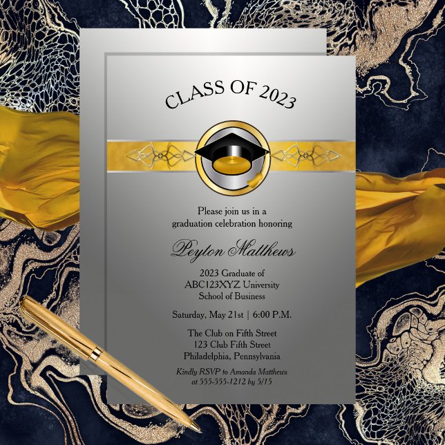 Elegant Modern Gold University Graduation Invites (Creator Uploaded)