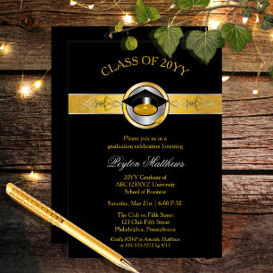 Elegant Modern Gold University Graduation Invites