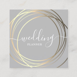 Elegant modern gold wedding planner square business card
