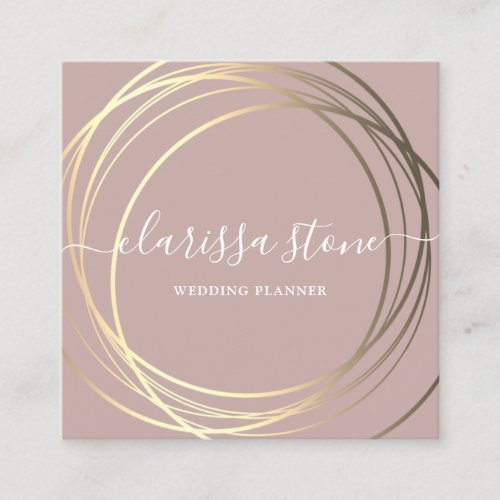 Elegant modern gold wedding planner square business card