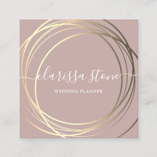 Customizable Elegant modern gold wedding planner square business card