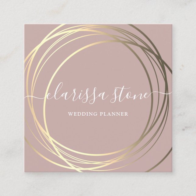 Elegant modern gold wedding planner square business card (Front)
