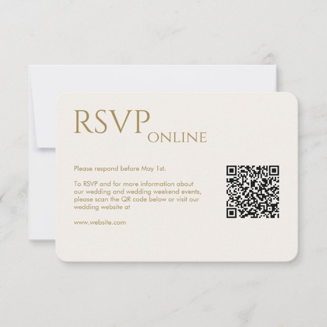 Elegant Modern Gold Wedding RSVP Card (Front)