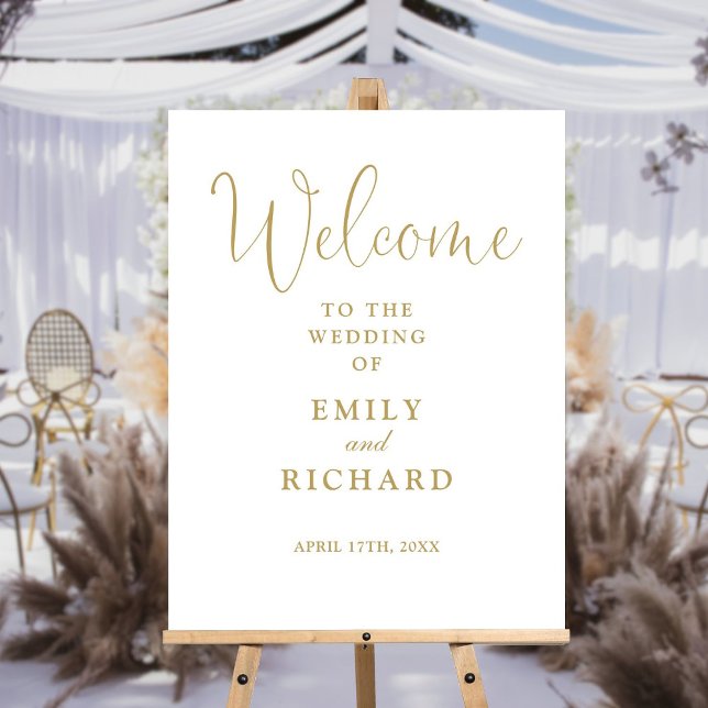 Elegant Modern Gold Wedding Welcome Sign (Elegant Modern Gold Wedding Welcome Sign)