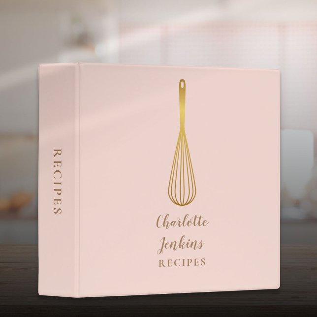 Elegant Modern Gold Whisk Blush Pink Recipe 3 Ring Binder (Elegant Modern Gold Whisk Blush Pink Recipe 3 Ring Binder)