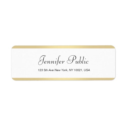 Elegant Modern Gold White Chic Hand Script Simple Label